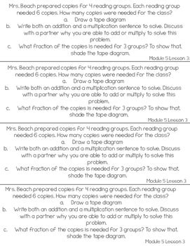 Fourth Grade Engage NY Eureka Application Problem Strips Module Five