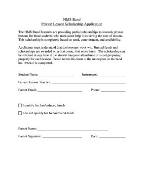 Fillable Online Burlesonband Hms Band Private Lesson Scholarship