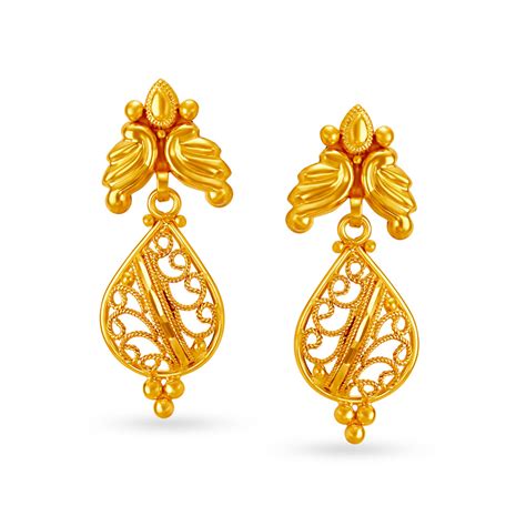 Majestic 22 Karat Yellow Gold Teardrop Drop Earrings