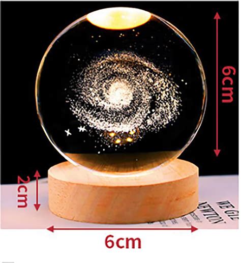 Bola De Cristal Planeta 3D Mesa De Bola De Cristal De Galaxia Luz