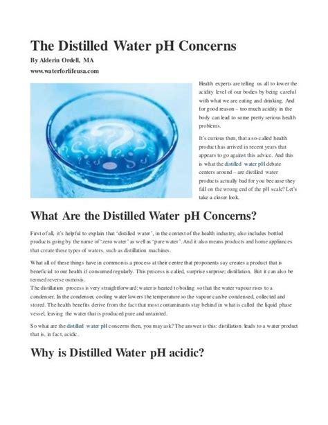 Distilled Water pH Concerns