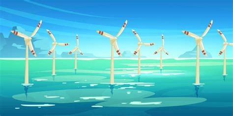 Offshore Wind Farm With Turbines In Sea 13816075 Vector Art At Vecteezy