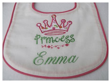 Personalized Custom Embroidered Baby Bib Princess Crown With