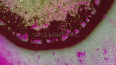 Paint Splash Glitter Fluid Bubble Red Golden Ink Stock Footage Video