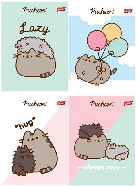 X Zeszyt A Pusheen W Kolorow Lini Kartki Kot Kotki Puszin