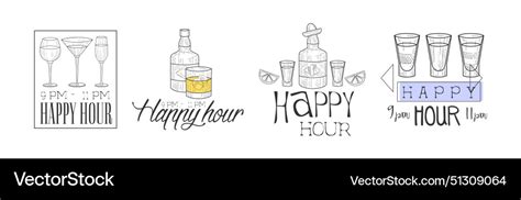 Cocktail Bar Happy Hour Promotion Sign Design Vector Image