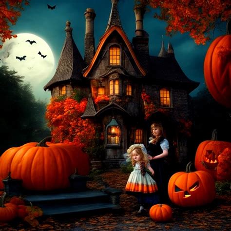 Premium Ai Image Alice And The Pumpkin House Halloween