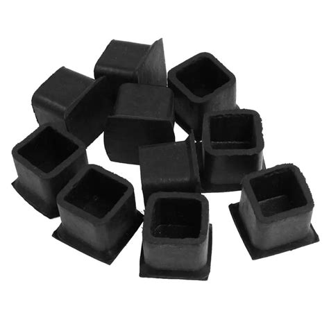 Promotion Black 10 Pieces Square Rubber Foot Caps Tube Caps Protective