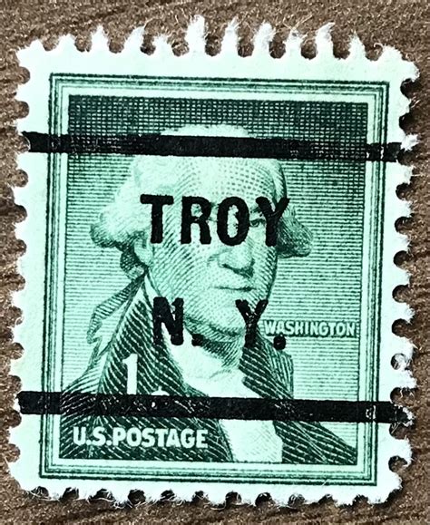 Us Used Wet Single Precancel Troy N Y George Washington L