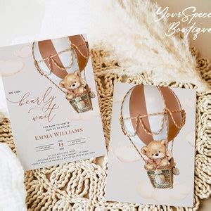 Bear Hot Air Balloon Baby Shower Invitation Template We Can Bearly