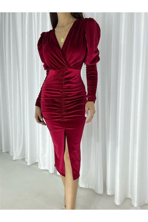 Secret Passion Lingerie Esnek Kadife Kumaş Büzgü Detaylı Kruvaze Yaka