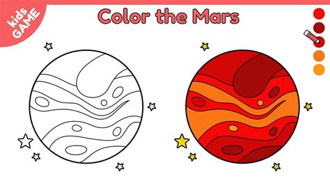 Page Of Coloring Book For Kids Color Cartoon The Mars In Space