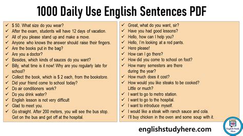 1000 Daily Use English Sentences PDF Ways To Say Said Ways To Say