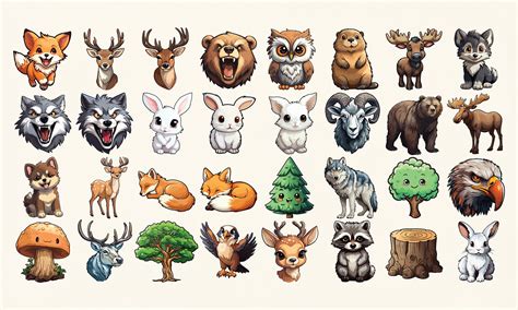 Cartoon Woodland Animals Clipart 150 Watercolor Forest Animals PNG ...