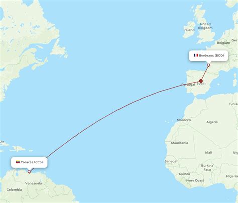 All Flight Routes From Caracas To Bordeaux Ccs To Bod Flight Routes