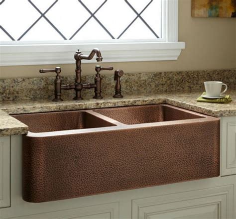 33” Double-Bowl Hammered Copper Farmhouse Kitchen Sink – San Diego ...