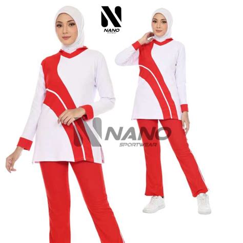 NANO BAJU SENAM MERAH PUTIH BAJU OLAHRAGA MERAH PUTIH SETELAN