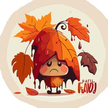 Fall Back Vector, Sticker Clipart The Illustration Depicts An Autumn Cartoon With Leaves Falling ...