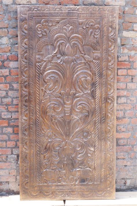 Vintage Indian Carved Door Artistic Panel Wall Art Etsy Carved