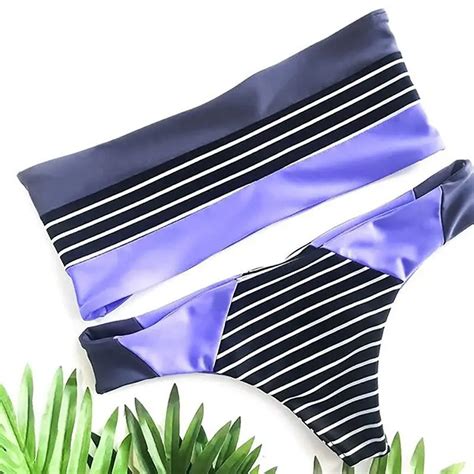 BANDEA Women Bikini Set Sexy Bandeau Swimwear Swimsuit Retro Patchwork
