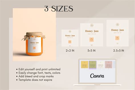 Minimalist Honey Design, Editable Canva Label, Wildflower Honey Preserve, Jam Canning Labels ...