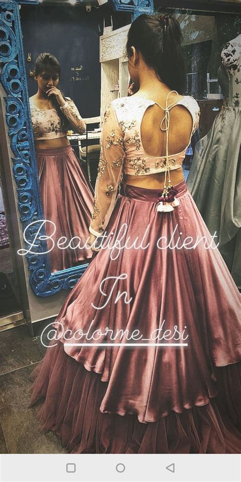 Layered Satin Lehenga With Visinle Net Layer Below Dusty Pink Indian