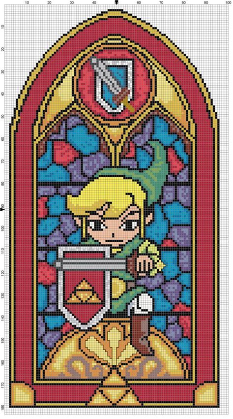 The Legend Of Zelda Minish Cap Stained Glass Pdf Cross Stitch Pattern