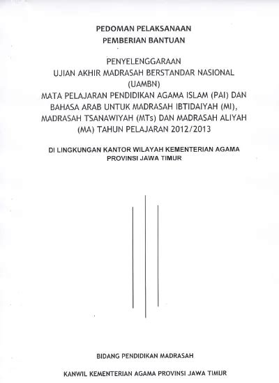 Pedoman Pelaksanaan Ujian Akhir Madrasah Berstandar Nasional Mata