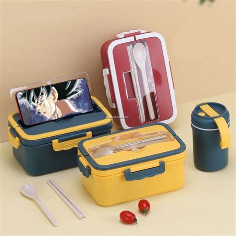 1000ml 1500ml Portable Microwave Safe Bento Lunch Box Food Storage Container With Phone Holder