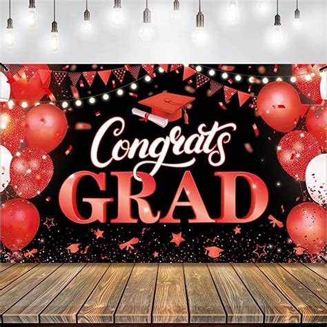 Big Congrats Grad Banner Red 72×44 Inch Graduation Banner For Red And