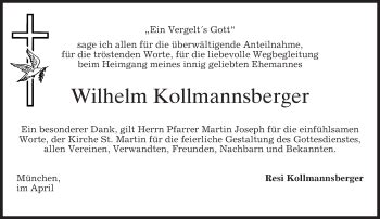 Traueranzeigen Von Wilhelm Kollmannsberger Trauer Merkur De