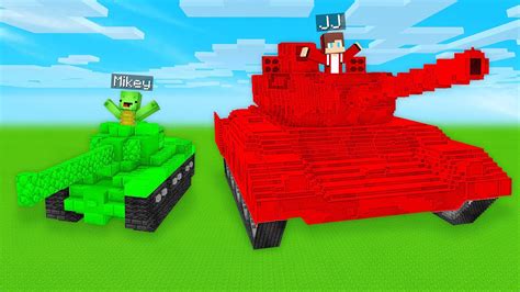 Mikey Tiny Vs Jj Giant Tank Survival Battle In Minecraft Maizen Youtube