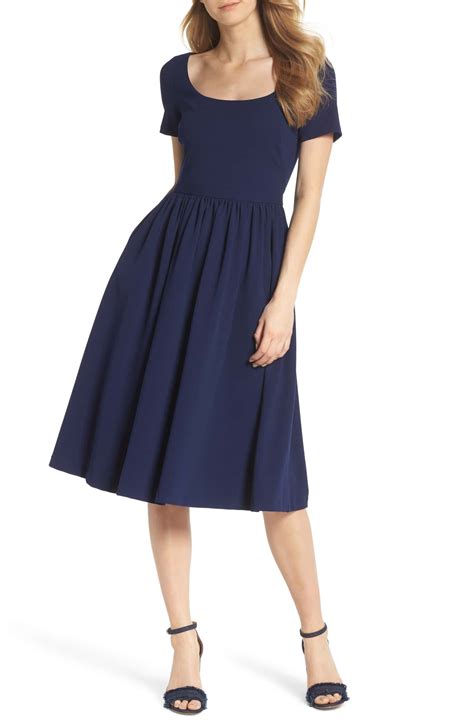 Annie Scuba Crepe Fit Flare Dress Main Color NAVY Fit Flare Dress