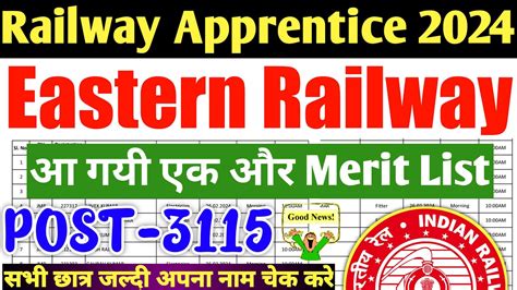 Railway Apprentice 2024 Eastern Railway Apprentice Big Update एक और