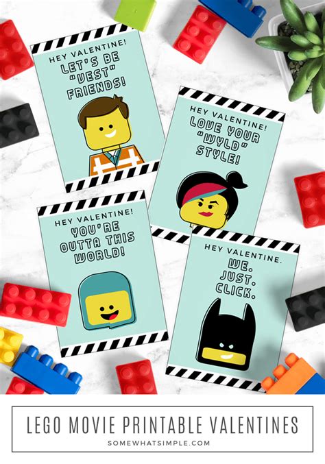 Lego Valentine Cards - Free Printable from Somewhat Simple