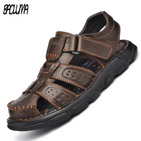 Summer Men S Sandals Fashion Leather Men Sandals Breathable Genuine Leather Men S Shoes Summer