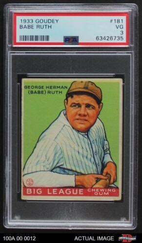 1933 Goudey 181 Babe Ruth Yankees HOF PSA 3 VG EBay