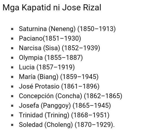 Ilan Ang Mga Kapatid Ni Dr Jose Rizal Brainly Ph