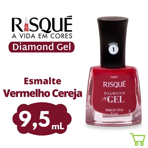 Esmalte Diamond Gel Risque Vermelho Cereja Perfeito Vivo Original