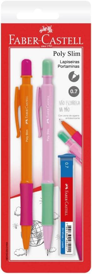 Lapiseira Poly Slim 0 7mm Faber Castell Rosa E Roxa 2 Unidades