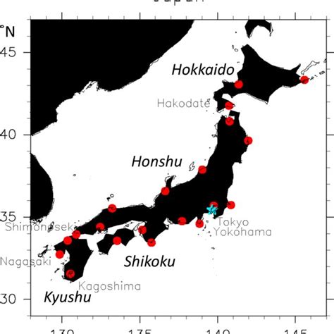 Four Major Islands Honshu Hokkaido Kyushu And Shikoku In Japan