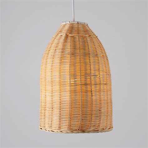 Modern Rattan Basket Ceiling Pendant Light Shade In A Natural Wicker