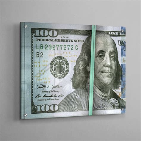 Ben Franklin 100 Dollar Bill Stack Money Clip Modern Wall Art Etsy