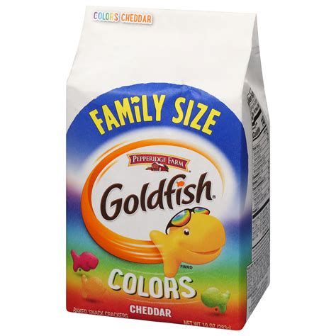 Goldfish Snack Crackers, Baked, Colors, Cheddar, Family Size-Front-Right-Elevated