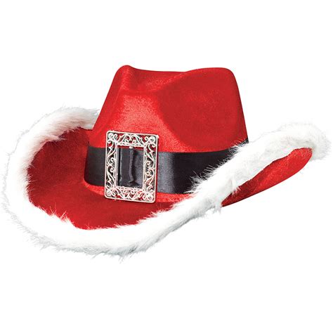 Party City Christmas Santa Cowboy Hat 13” L X 5” H