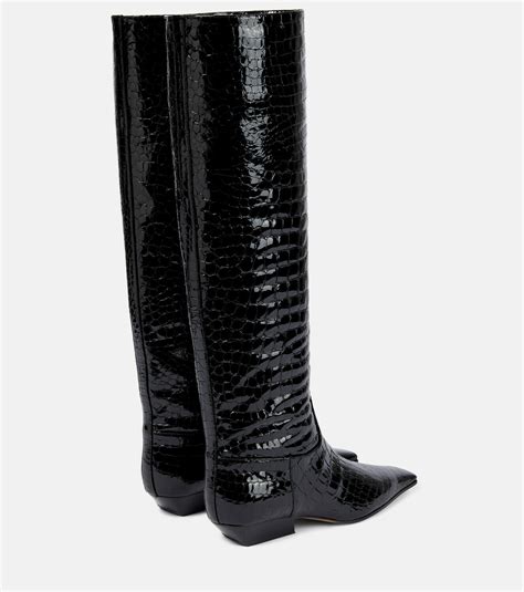 Khaite Croc Effect Patent Leather Knee High Boots Khaite