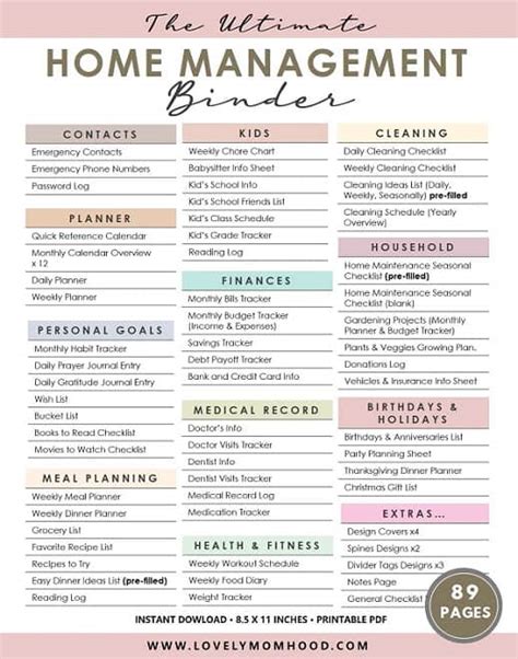 Home Management Binder Printables Free