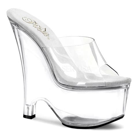 Pleaser Beau 601 Clear Wedges