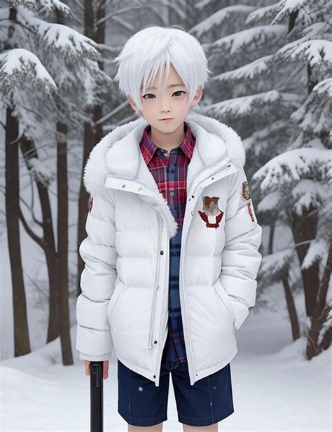 Premium Photo | Anime boy snow and wear jacket in winter season