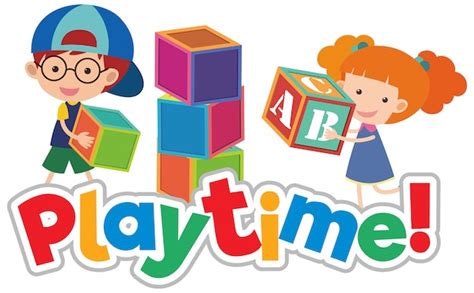 Premium Vector Font Design For Word Play Time With Happy Kids Playing